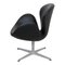 Sedia Swan in pelle nera Nevada anilina di Arne Jacobsen per Fritz Hansen, Immagine 2