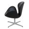 Swan Chair in Black Nevada Aniline Leather by Arne Jacobsen for Fritz Hansen 2
