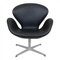 Sedia Swan in pelle nera Nevada anilina di Arne Jacobsen per Fritz Hansen, Immagine 1