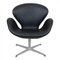 Swan Chair aus schwarzem Nevada Anilin Leder von Arne Jacobsen für Fritz Hansen 1