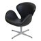 Swan Chair aus schwarzem Nevada Anilin Leder von Arne Jacobsen für Fritz Hansen 3