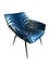 Fauteuils Mid-Century en Velours Bleu Zébré, Europe, 1962, Set de 2 5