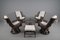 Rattan Rotating and Tiltable Armchairs, Stool & Coffee Table, Italy, 1960s, Set of 6 1