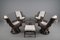 Rattan Rotating and Tiltable Armchairs, Stool & Coffee Table, Italy, 1960s, Set of 6, Image 1