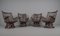 Butacas giratorias e inclinables de ratán, taburete y mesa de centro, Italia, años 60. Juego de 6, Imagen 17