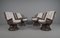 Rattan Rotating and Tiltable Armchairs, Stool & Coffee Table, Italy, 1960s, Set of 6 2