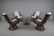Rattan Rotating and Tiltable Armchairs, Stool & Coffee Table, Italy, 1960s, Set of 6, Image 5