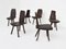Brutalism Swiss Wood Table and Chairs, Swiss Alps, Set of 7 3