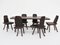Brutalism Swiss Wood Table and Chairs, Swiss Alps, Set of 7 1