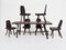 Brutalism Swiss Wood Table and Chairs, Swiss Alps, Set of 7 2