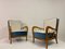 Italian Armchairs in Blue and White Velvet, 1950s, Set of 2 3