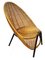 Sculptural Lounge Chair in Wicker on Tubular Steel Frame with Wooden Feet by Wladyslaw Wolkowski, 1950s 1