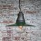 Vintage American Industrial Green Enamel and Clear Glass Factory Pendant Light 4