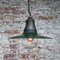 Vintage American Industrial Green Enamel and Clear Glass Factory Pendant Light, Image 4