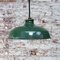 Vintage American Industrial Pendant Lamp in Green Enamel with Brass Top 4