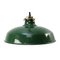 Vintage American Industrial Pendant Lamp in Green Enamel with Brass Top 1