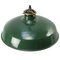 Lámpara colgante industrial estadounidense vintage de esmalte verde con superficie de latón, Imagen 2
