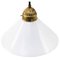 Mid-Century French Opaline Glass & Brass Ceiling Lamp 3