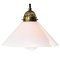 Mid-Century French Opaline Glass & Brass Ceiling Lamp, Image 1