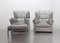 Viola D'Amore Lounge Chairs with Ottoman in Grey Leather by Piero De Martini for Cassini, Italy, 1977, Set of 3 2