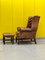 Vintage Brown Leather Chesterfield Wing Armchair with Ottoman, Set of 2 4