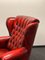 Poltrona Chesterfield vintage in pelle rossa, Immagine 3