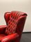 Vintage Red Leather Chesterfield Wing Chair 3