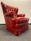 Poltrona Chesterfield vintage in pelle rossa, Immagine 4