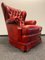 Vintage Red Leather Chesterfield Wing Chair, Image 4