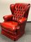 Vintage Red Leather Chesterfield Wing Chair, Image 1