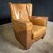 Vintage Wingback Club Chair in Brown Leather, Image 2