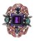 Orecchini con ametiste, rubini, smeraldi, zaffiri, diamanti, oro rosa e argento, anni '60, set di 2, Immagine 2