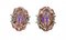 Amethysts, Rubies, Emeralds, Sapphires, Diamonds, Rose Gold and Silver Earrings, 1960s, Set of 2 3