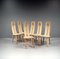 Brutalist Oak Dining Chairs from De Puydt, 1970s Set of 6 3