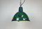 Lámpara de fábrica industrial de esmalte verde, años 60, Imagen 14