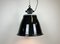 Lámpara colgante industrial de fábrica esmaltada en negro, años 60, Imagen 9