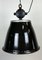 Lámpara colgante industrial de fábrica esmaltada en negro, años 60, Imagen 7