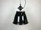 Lámpara colgante industrial de fábrica esmaltada en negro, años 60, Imagen 2