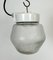 Vintage White Porcelain Pendant Light with Frosted Glass, 1970s 4
