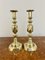 Large Antique Victorian Quality Brass King of Diamonds Candleholders, 1890s, Set of 2 1