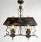 Mid-Century Arts & Craft Chandelier Bouillotte Shape in Painted Iron, 1960s 1