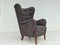 Danish Gray Imitation Lamskin High-Back Armchair from Slagelse Møbelværk, 1960s, Image 1