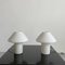 White Satin Glass Mushroom Lamps from Hala Zeist, Netherlands, 1970s, Set of 2 1