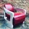 Aviators Armchair in Aluminium with Red Leather Upholstery 2