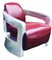Aviators Armchair in Aluminium with Red Leather Upholstery 1