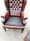 Burgundy Leather Armchair & Matching Stool in Deep Buttoned Leather, Set of 2 12