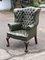 Edwardian Green Buttoned Back Library Armchair 4