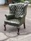 Edwardian Green Buttoned Back Library Armchair 2