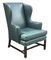 Green Leather Wingback Armchair, Image 1