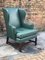 Green Leather Wingback Armchair 3